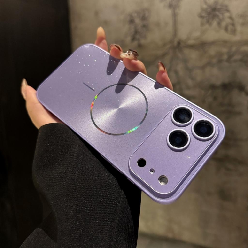 CD Texture Laser Glitter For Magsafe Lens Stand Case For iPhone Air 17 16 15 14 13 12 11 Pro Max Wireless Charge Bracket Cover