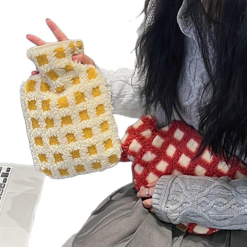 Plush Cover Ins Style Explosion-Proof Hot Water Bottle (Yellow/Red)