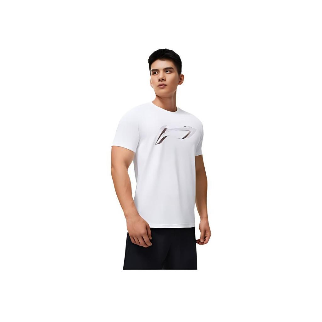 Li-Ning Fitness Series Logo Print Quick-Drying T-Shirt Men Tops White ATST573-2