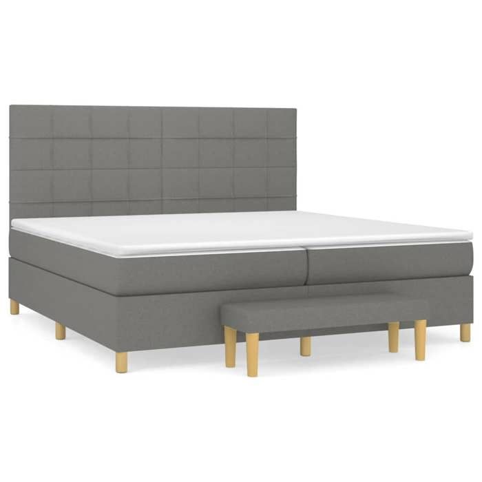 Maison Exclusive - Sommier à lattes de lit avec matelas Gris foncé 200x200cm Tissu