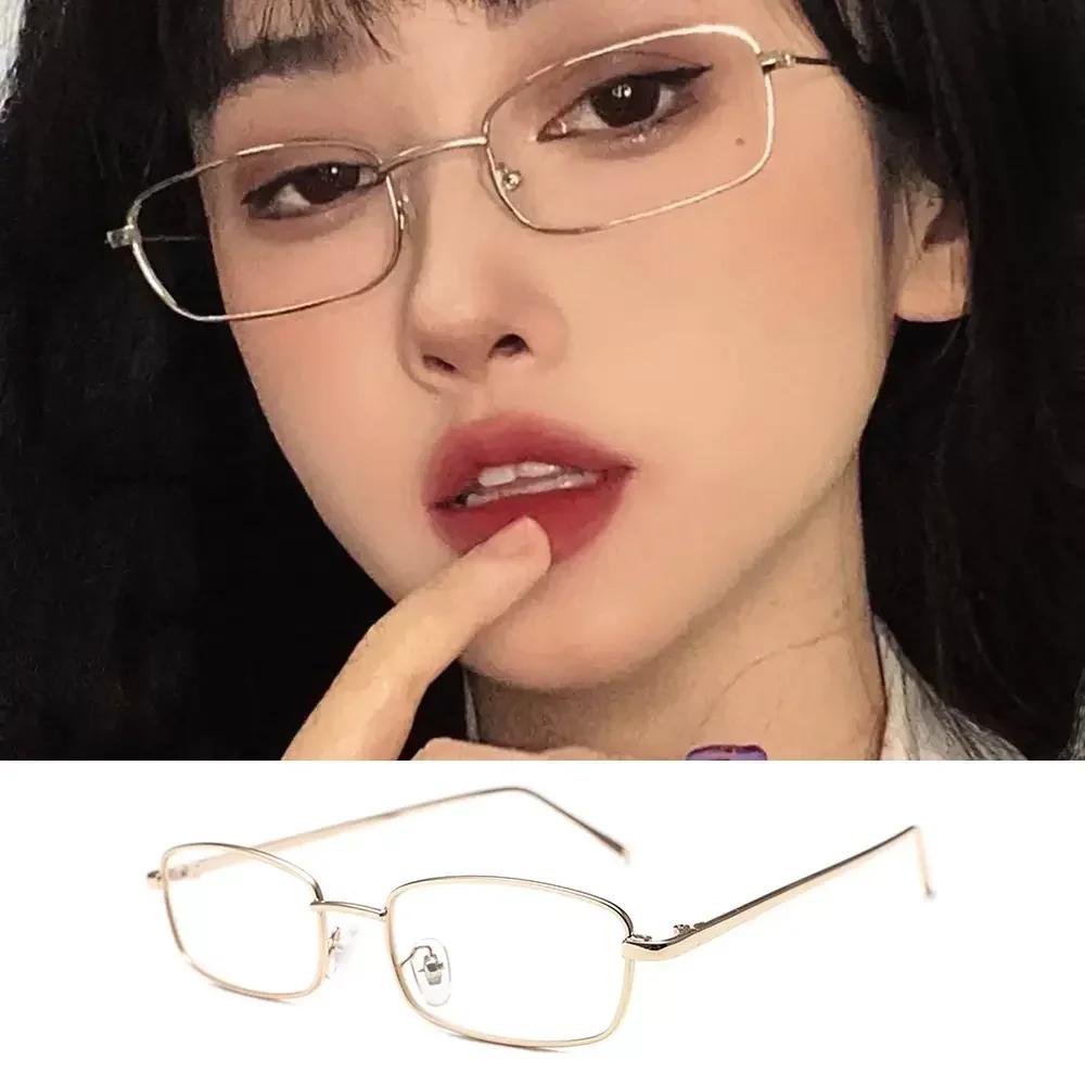 

Harajuku Metal Square Frames Eyeglasses Y2K Women s Vintage Compact Eyeglasses Girls Japanese Glass Eyewear Decorative Anti-blue Glasses