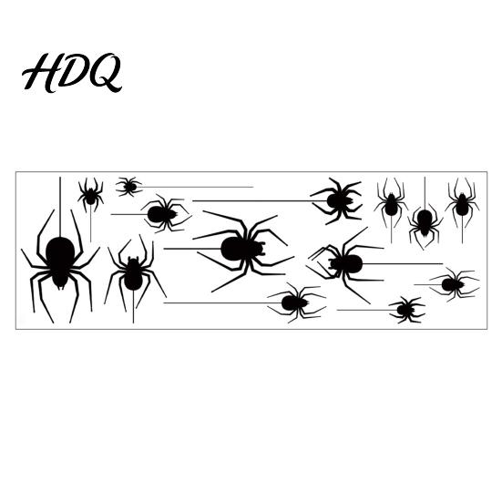 Halloween Glass Cling Spider Static Window Cling Black Silhouette Wall Sticker No Residue Self-Adhesive Decals Spooky Decal Decor for Home