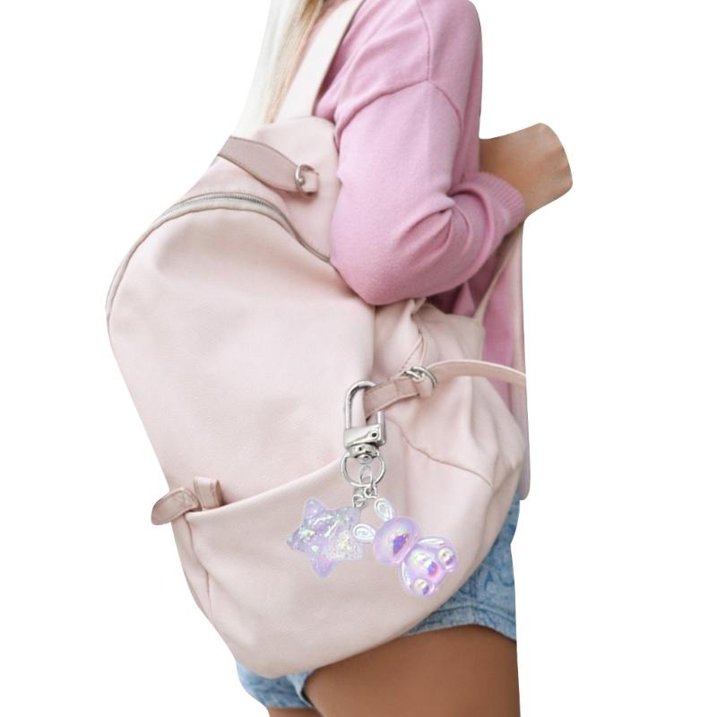 Multifunctioanl Key Ornaments with Colorful Star and Rabbit shaped Pendant Charm Fashion Metal Key Accessory for Women