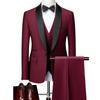 Men's Autumn Slim Fit Business Casual Suit: Tuxedo, Vest, and Pants Set for Weddings and Grooms