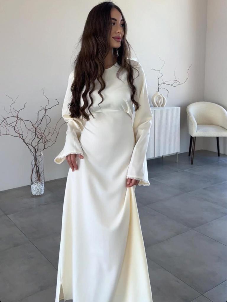 Rochie de vară 2025 cu croială slim, cu buline și bordură din dantelă, guler Peter Pan