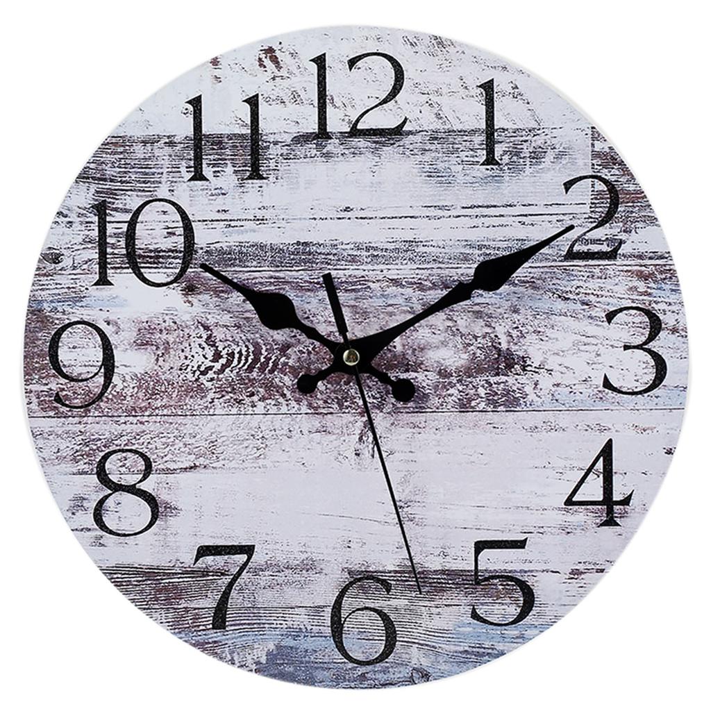 Wall Clock Kit Wooden Hanging Clock 10inch Silent Non-Ticking Clock Decor Retro Round Battery Operated Hanging Clock For Home
