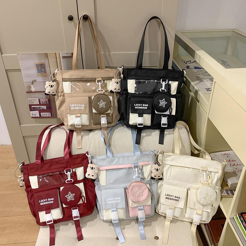 College Style Crossbody Bag Student Shoulder Bag Women's Tote Bag with Coin Purse