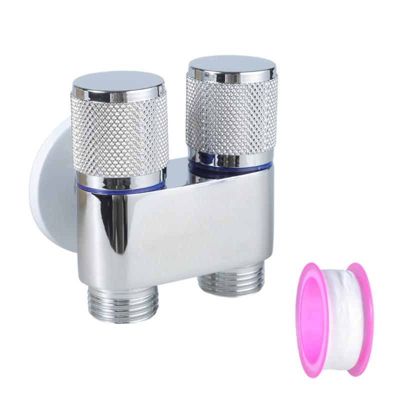 

1/2inch Shower Shut Close Valves Three Way Water Valves Double Switches 1/2 Thread Double Control Angle Valves Easy to Use