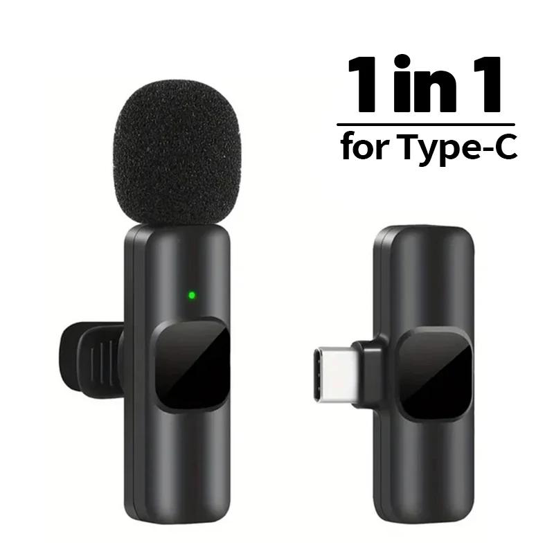 For iPhone Android Laptop Wireless Lavalier Microphone Audio Video Recording Mini Mic Live Gaming Mobile Phone Microphone