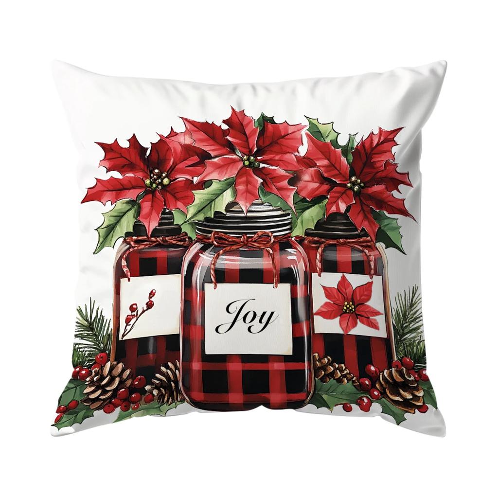 Christmas Series Flowers Pillowcase Printed Polyester 45X45Cm Throw Pillowcover Decorative Sofa Cushion Pillowslip Home Decor