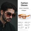 Light Luxury Golden Sunglasses Men Square Frame Classic Color Matching Minimalist Commuting Style Glasses