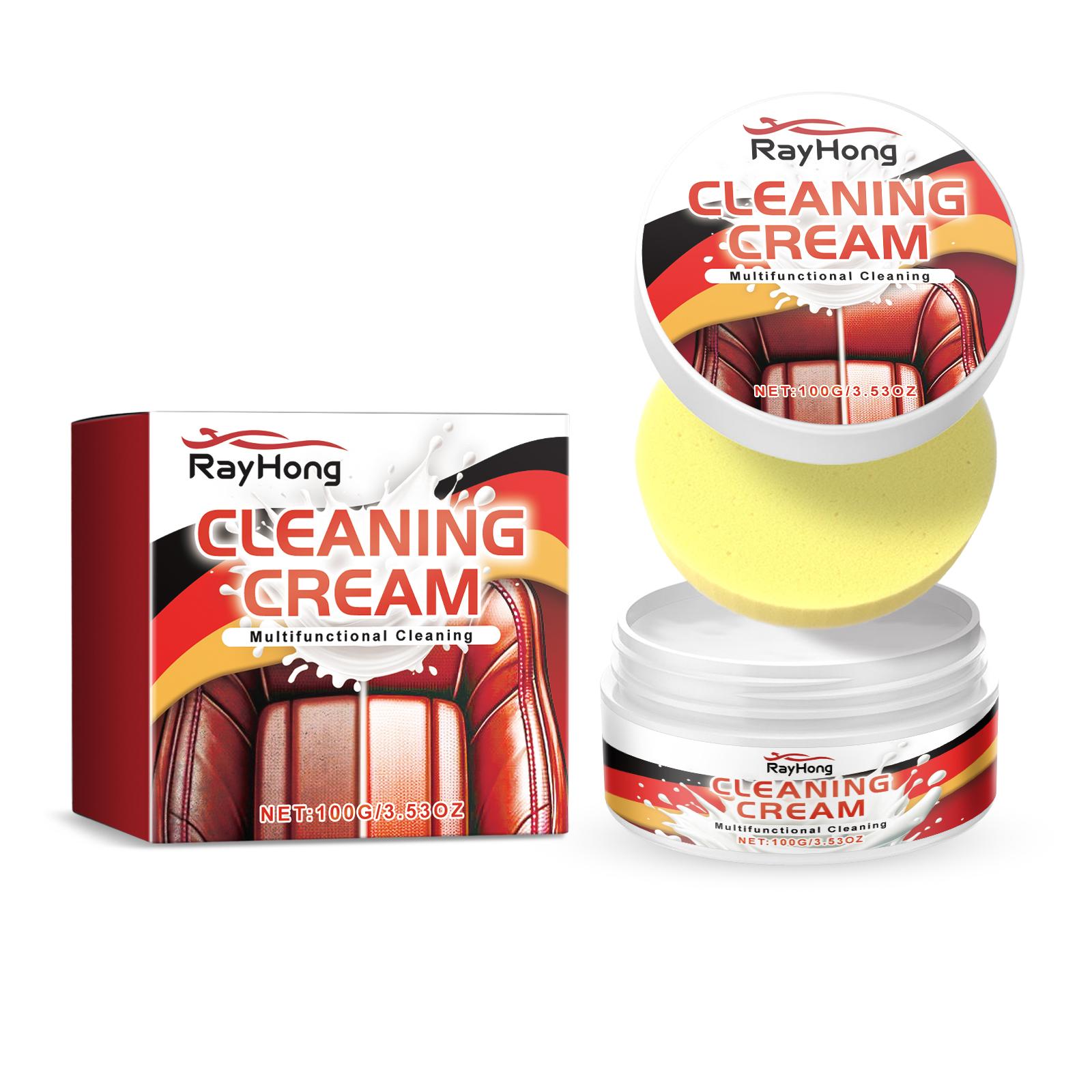 RayHong Multifunctional Car Leather Care Cream - Seat & Dashboard Leather Cleaner & Refurbisher, Auto Interior Care 100g + Sponge