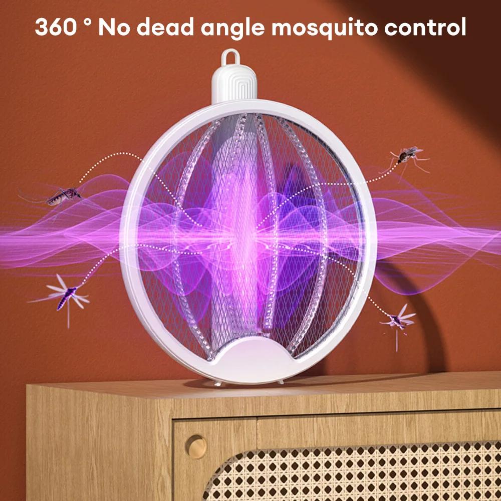 Foldable Electric Mosquito Killler Wall Mounted Handheld 2 In 1 USB Charing Home Fly Swatter Lightwave Lure Mata Fly for Camping