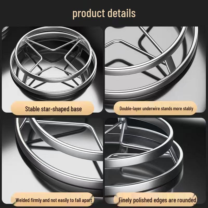 Thickened Stainless Steel Heat-Resistant Pot Holder with Anti-Scald Mat and Storage Rack