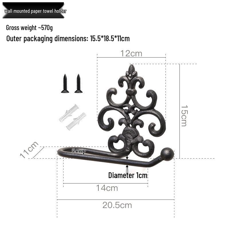 Iron Art Black Irregular Towel Ring for Hotel Bathroom