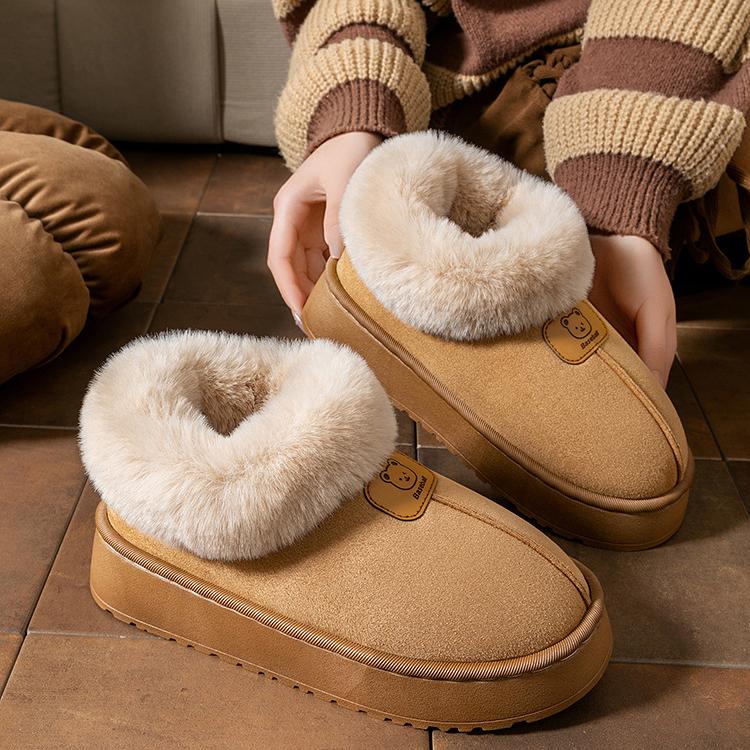 Fleece Lined Winter Slippers Men Women Ankle Cover Thick Sole Lightweight Eva Indoor Outdoor Warm Home Shoes
