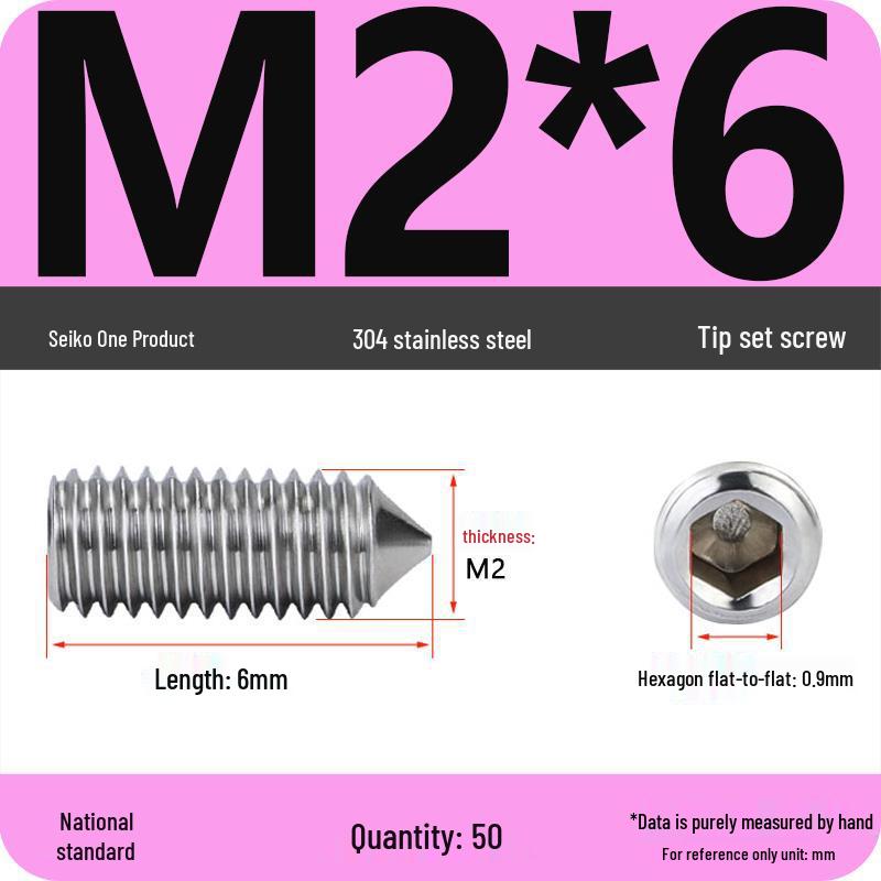 304 Stainless Steel Internal Hex Set Screw | Headless Grub Screw M2-M16