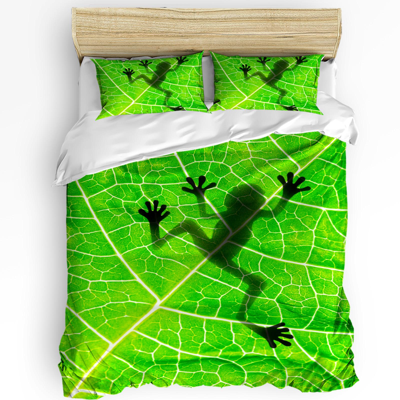 

Frog Lotus Leaf Flower Fish Pond 3pcs Bedding Set Double Bed Duvet Cover Quilt Pillowcase Home Textile EU single(135x200cm)