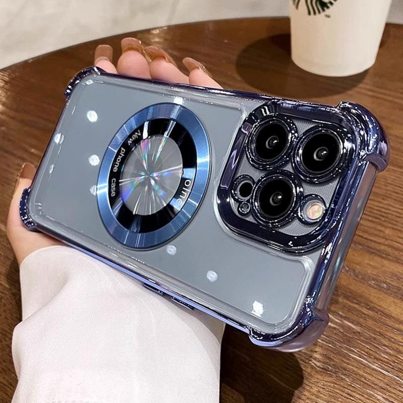 Applicable To IPhone16 Magnetic Suction Mobile Phone Case Airbag Anti-fall 14 Apple 15 Promax Protective Case Wireless Charging