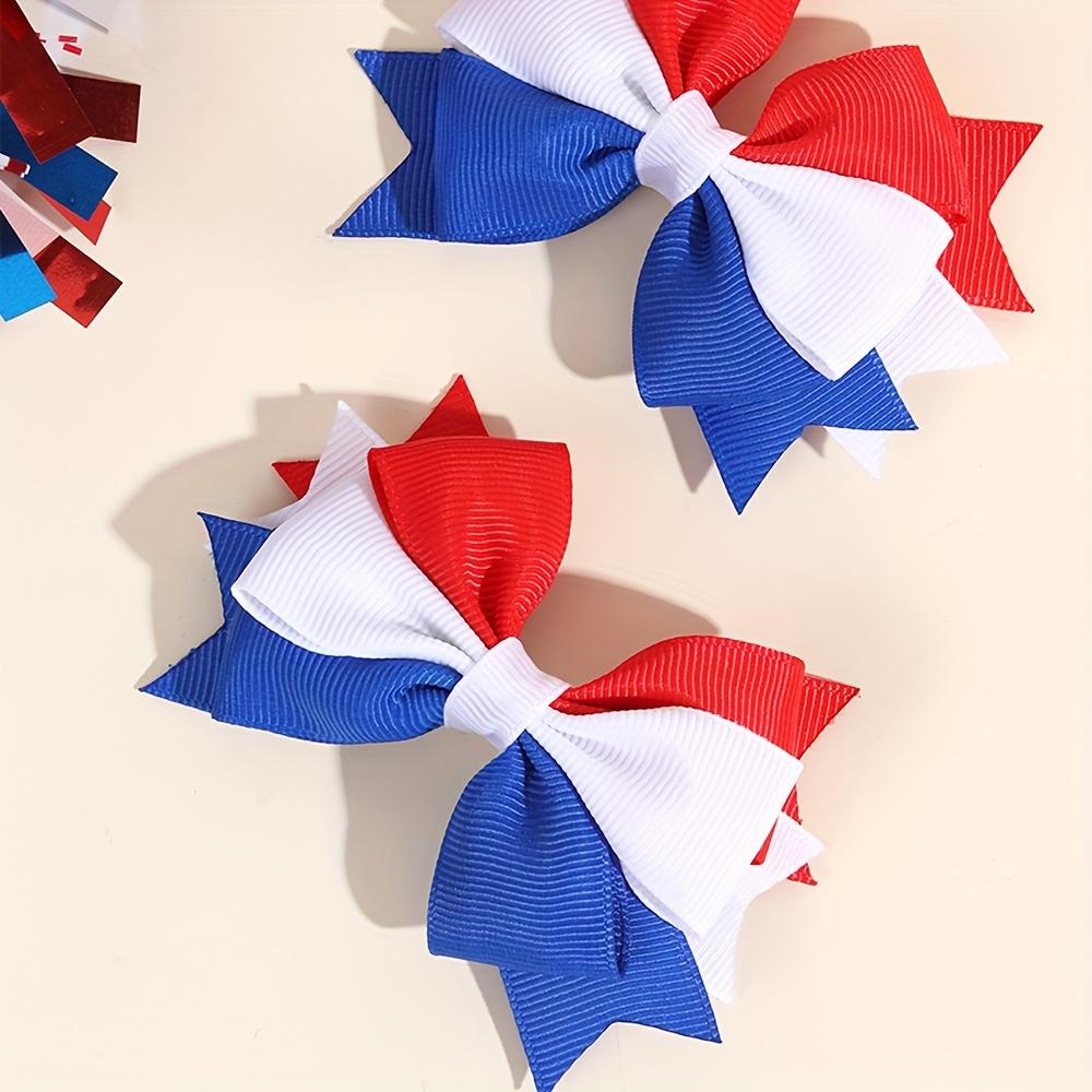 Independence Day Hair Bow Clips Elegant Grosgrain Ribbon Barrettes Fahsionable Hair Accessories National Flag Theme