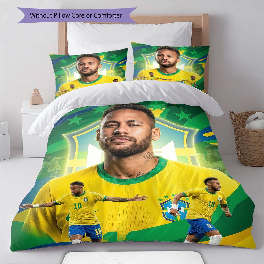 Neymar Pattern Bedding,Quilt Set Quilt Cover Pillowcase Home Birthday Gift(1 * duvet cover + 2 * pillowcase, without core)