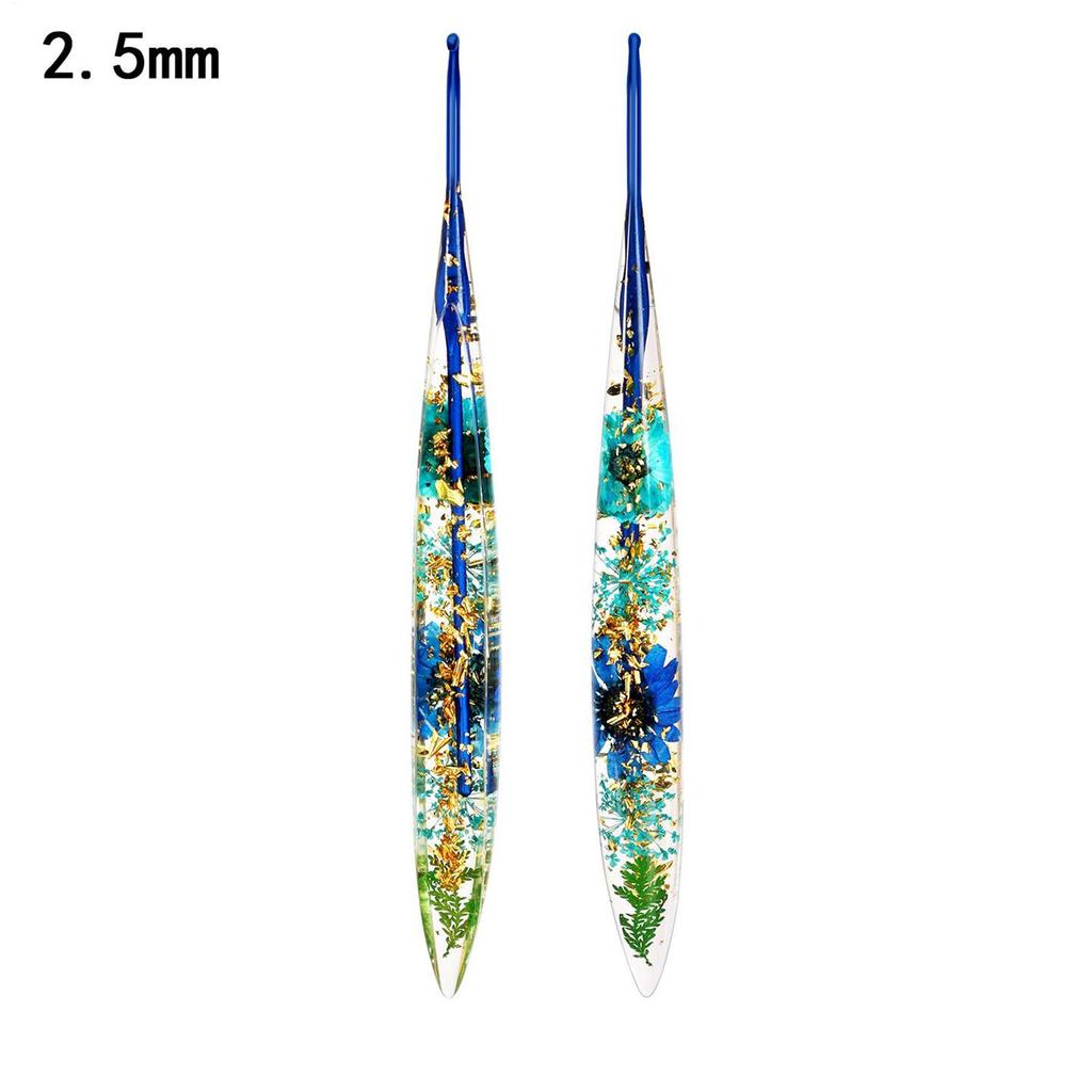 Crochet Hooks Kit 9 Pieces Resin Floral Pattern Pretty Yarn Weave Tool Knitting Needles Crochet Kit For Blanket Doll Hat Scarf