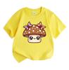 Kids Boys Girls 100% Cotton Crew Neck Short Sleeve T-Shirt, Cute Cartoon Mushroom with Butterflies Pattern Casual Soft Tee for Toddlers Everyday Wear