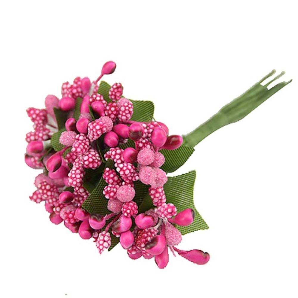 

12Pcs/lot Exquisite Silk Flower Artificial Flowers 10 Colors Handmade Flowers Stamen DIY Wreath Needlework Gift рожевий червоний колір