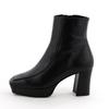 Gepolsterte Plateau-Stiefeletten aus echtem Leder warm HIMIKO mit eckiger Spitze 651413 schwarz 235