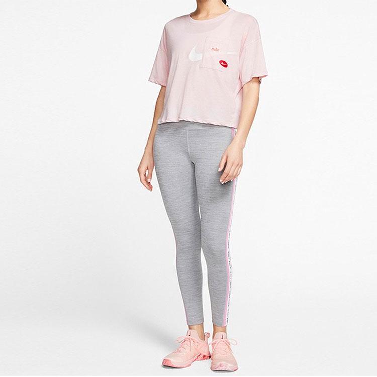Nike Crop Tops Women's Pink Crew Neck Moderate CJ3481-699