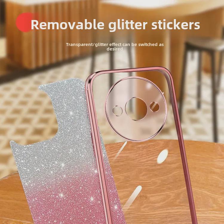 Transparent Glitter Electroplating TPU Silicone Case for Redmi A3 - Anti-Fall Protective Cover for Men and Women