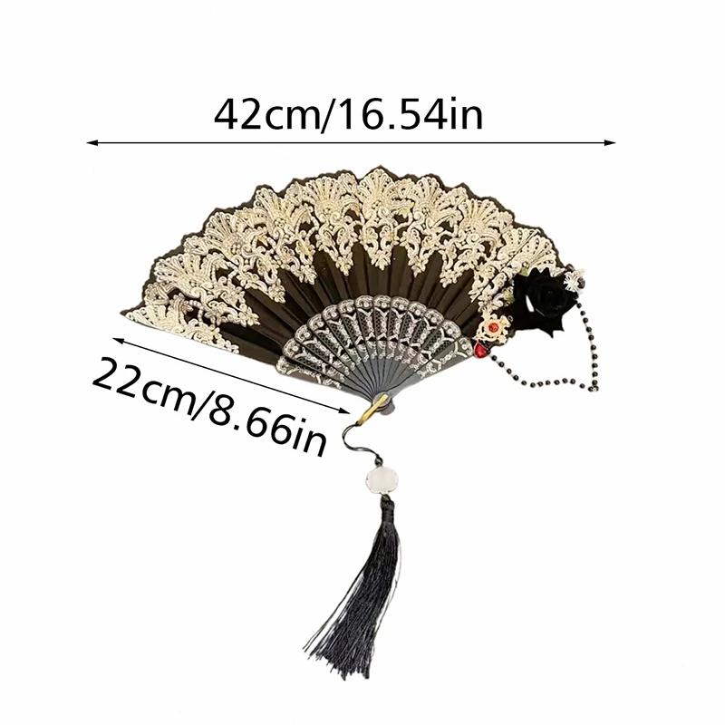 Retro European Rose Folding Fan Lolita Gothic Fan Lace Wedding Role Playing Party Decoration Supplies