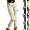 Women's Mid-Waist Buttoned Jogger Pants with Pockets