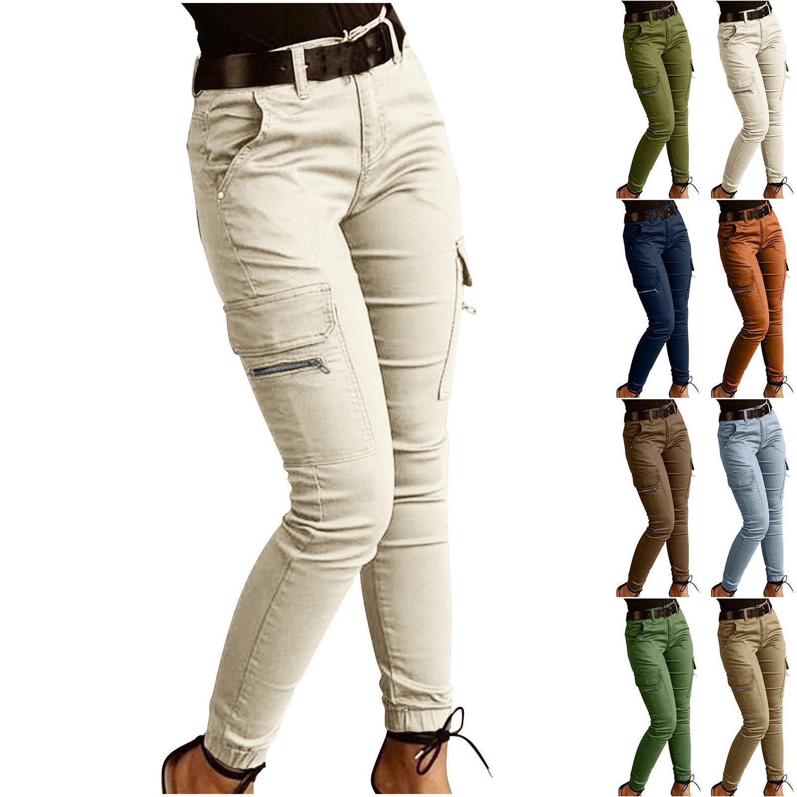 

Women s Mid-Waist Buttoned Jogger Pants with Pockets Medium
