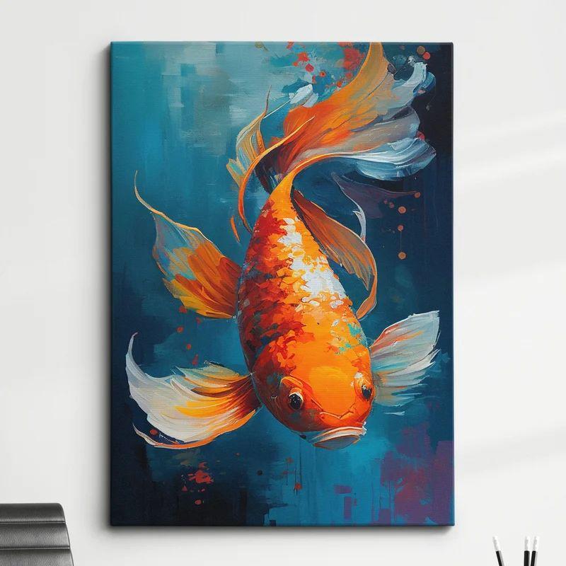 Tapestry bright colorful abstract fish animal 75x100