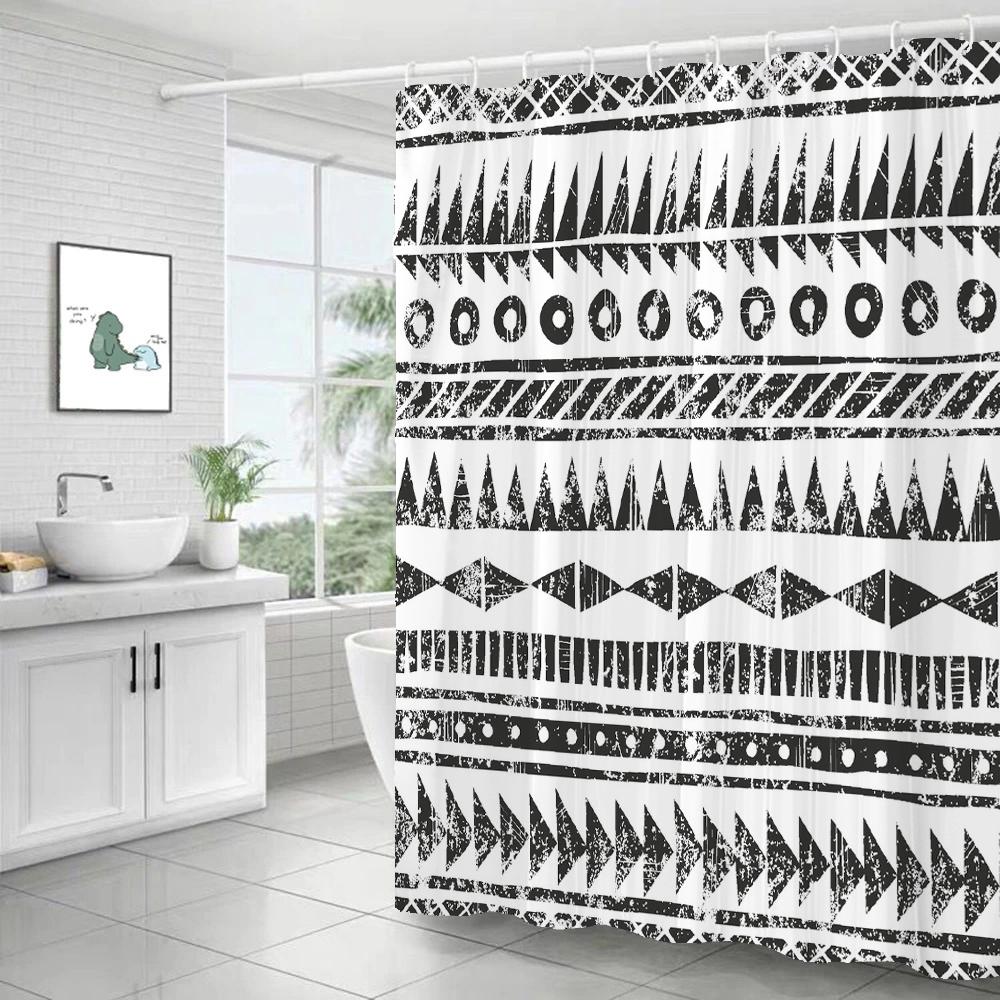 Bohemian Style Shower Curtain Printed Modern Nordic Mandala Flowers Polyster Bathroom Curtain with Hooks Home Decor Curtain