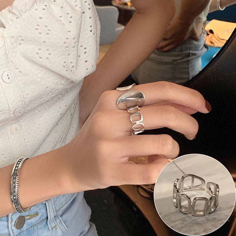 High-End Retro Geometric Open Index Finger Ring Adjustable Open
