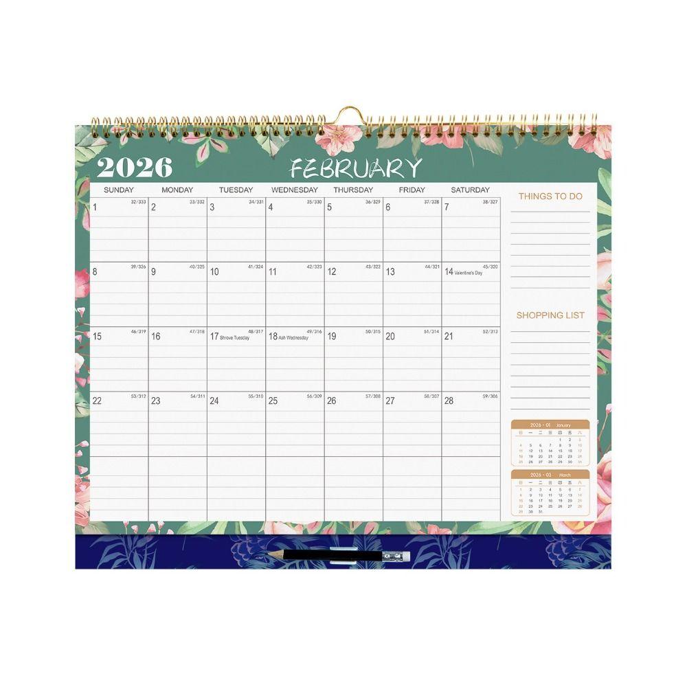 English Version 2026 Wall Calendar Large Date Blocks Wall Calendar Hanging Planner  Monthly Hanging
