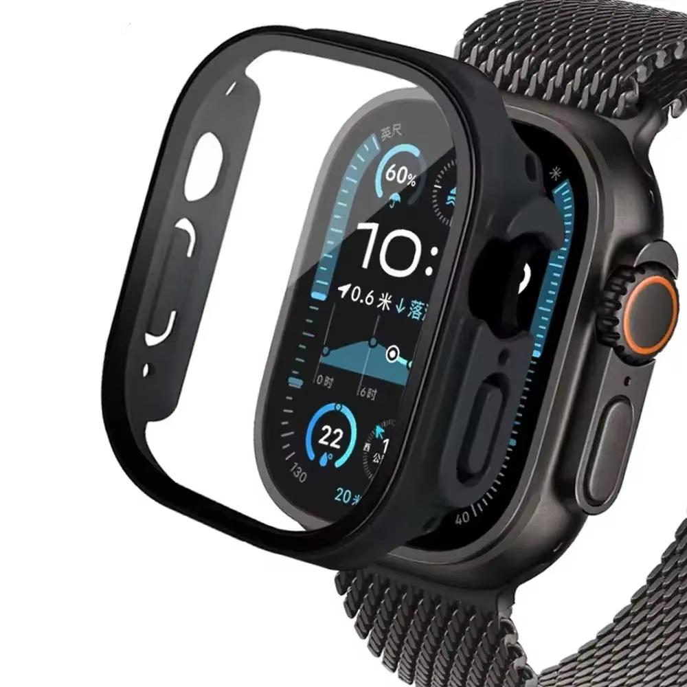 Glass+case For Apple Watch Ultra 2 3 49mm smartwatch PC Bumper+Screen Protector Tempered Cover iwatch series band Accessories