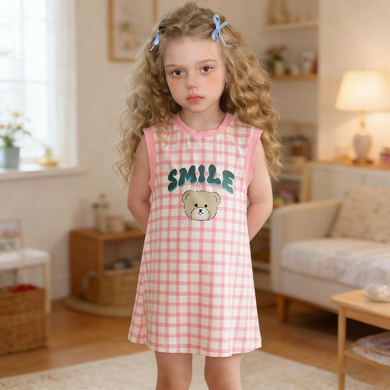European & American Children's Sleeveless T-shirt Dresses 2026: New Casual Baby Pajama Dresses