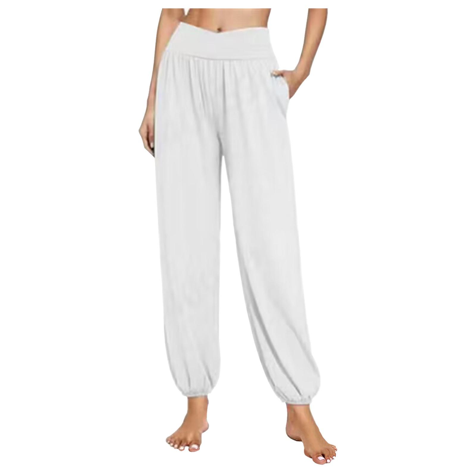 

Женские однотонные брюки для йоги с перекрещенными карманами и эластичным носком с высокой талией XL