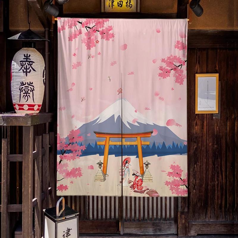 Japanese Homestay Tea Room Partition Door Head Curtain Signboard Hanging Flag Curtain Teahouse Sakura Short Curtains Decor