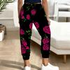 Summer Ladies Beautiful Floral Printed Sweatpants Loose Fit Drawstring Joggers Elastic Cuff Daily Casual Pants