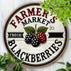 Vintage Metal Wall Art French Blackberry Round Wreath Sign Garage Bar Decor Gift