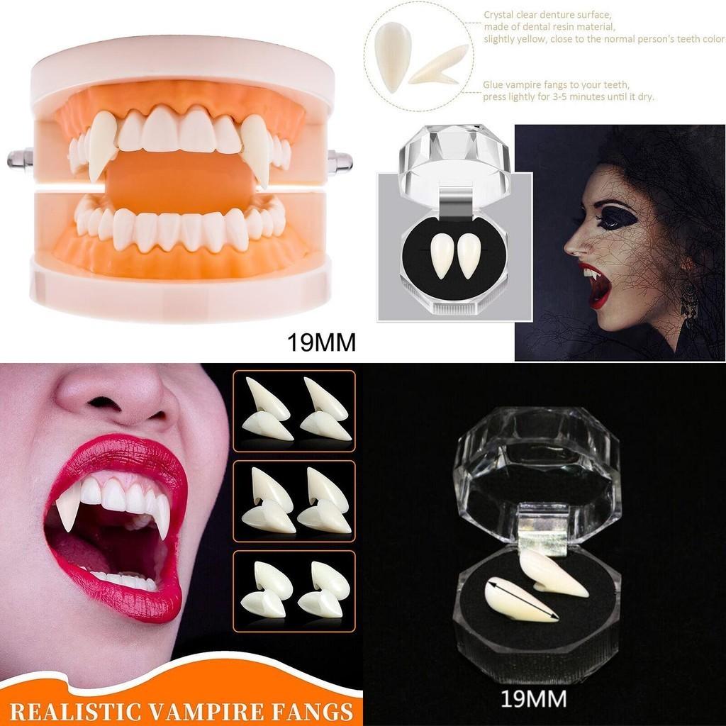 Realistic Halloween Vampire Fangs Teeth Kit With Solid Adhesive And Customizable Sizes