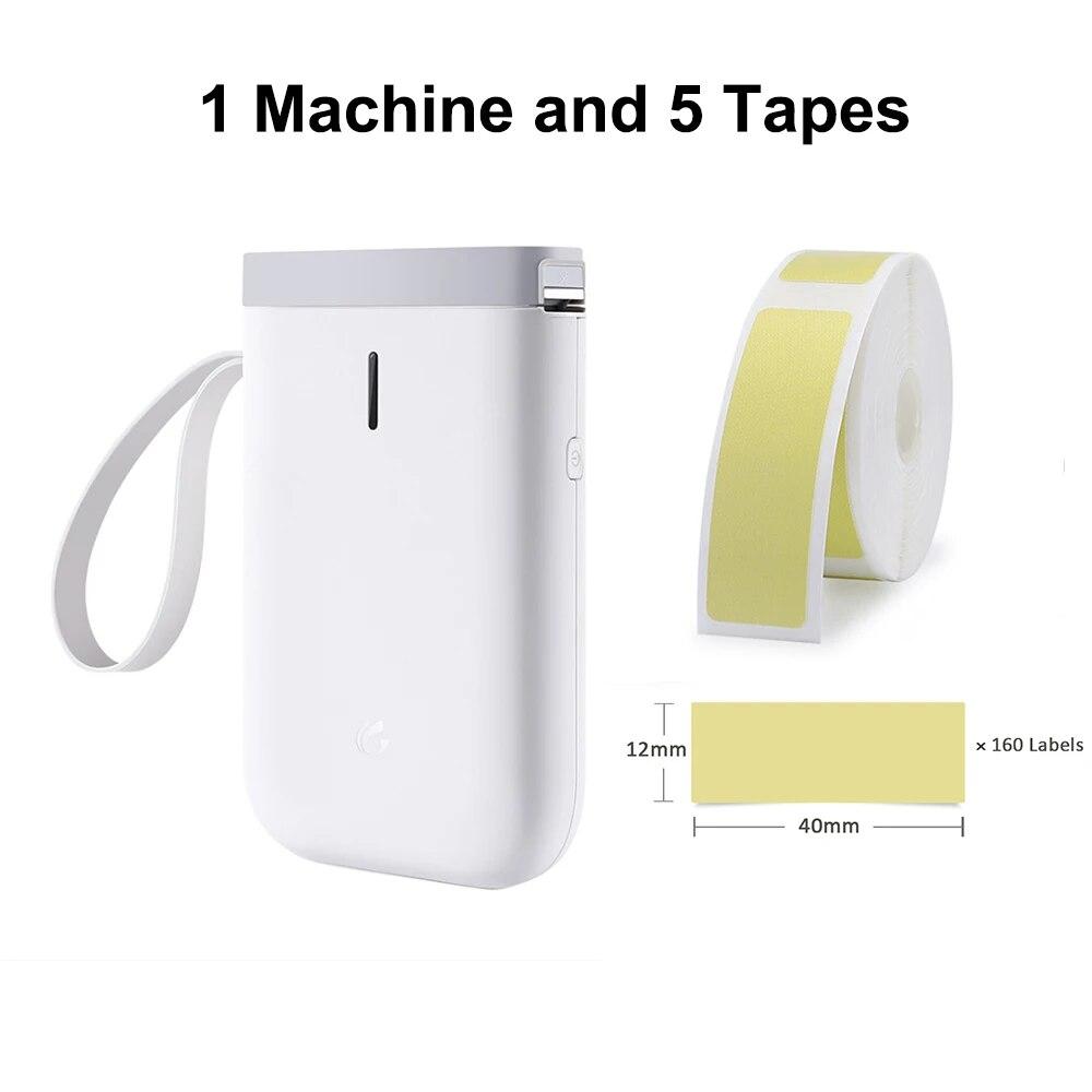 D11 Imprimantă Portabilă de Etichete Termice de Mână cu 5 Role de Bandă Wireless BT Mașină de Făcut Etichete Mașină de Autocolante pentru Etichetare Acasă Coduri de Bare