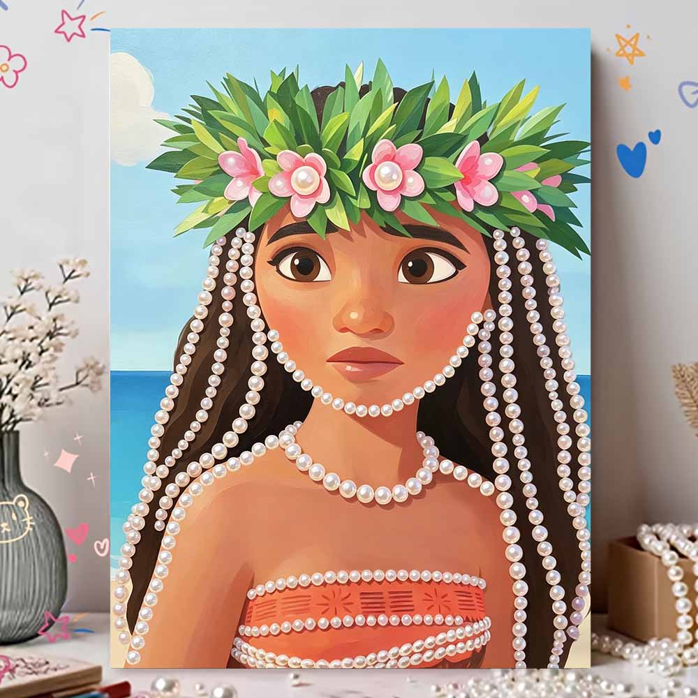 Disney Pearl Painting Moana Handmade DIY Pearl Gemstone Painting Pictures Crafts Special Shape Home Wall Decoration