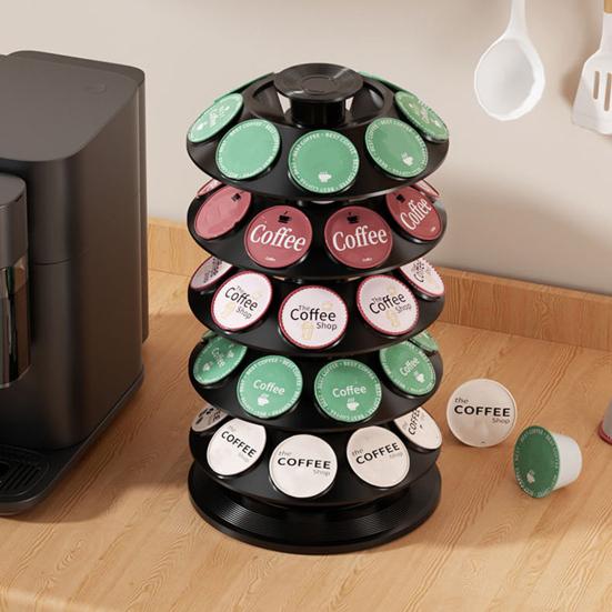 Kaffekapselhållare för K-Cups Snurrande Kaffekapselorganisatör Rymmer 40 Kapslar Utrymmesbesparande Kaffekapselkarusell för Köksbänk Kontor
