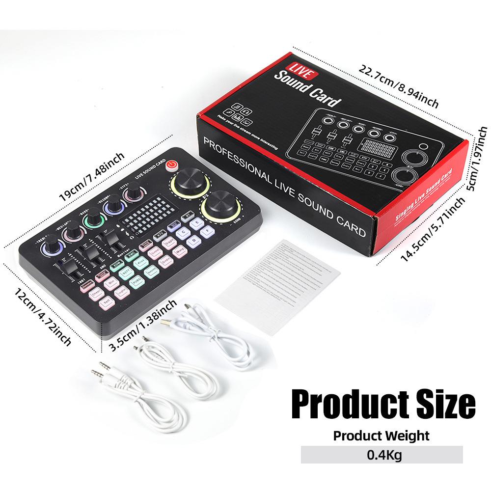 F998 Sound Card & Microphone Set with Type-C Adapter for Mobile Recording, Streaming, and Podcasting
