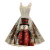 Women's Christmas Print Casual Fashion Round Neck Mid-Length Dress